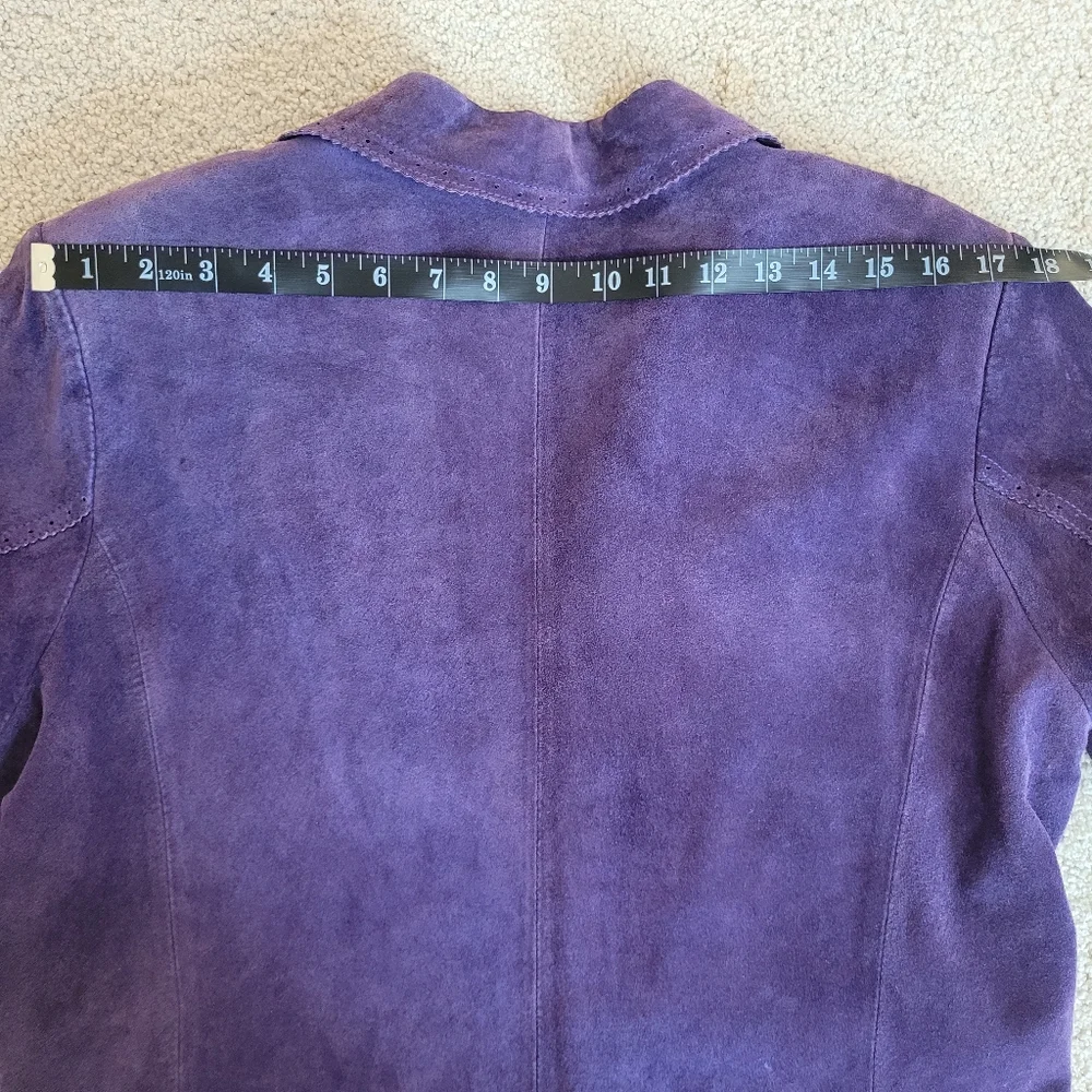 Margaret Godfrey VTG Purple Suede Leather Long Jacket Boho Western Sz 12 - Picture 8 of 10